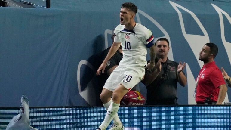 Christian Pulisic of the United States celebrates after scoring against Mexico.