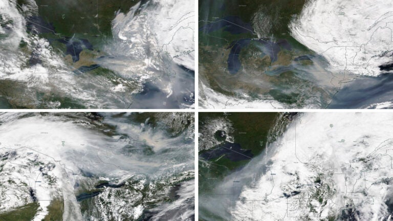 Wind movement from wildfire smoke in Quebec, Canada.