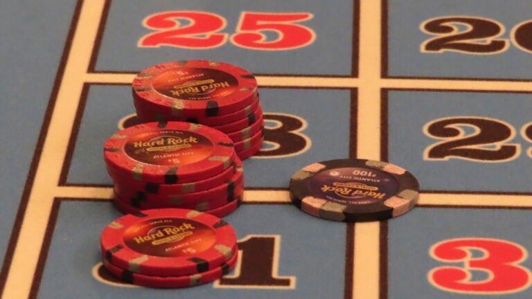 Chips sit on a roulette table at the Hard Rock casino in Atlantic City N.J., on May 17, 2023.