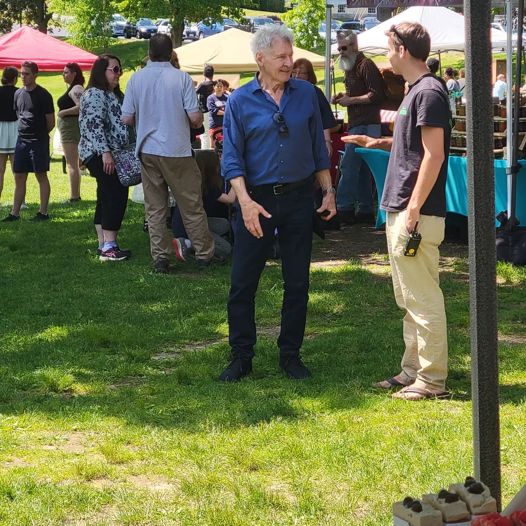 Harrison Ford at an Amherst farmers market on Saturday, May 27.