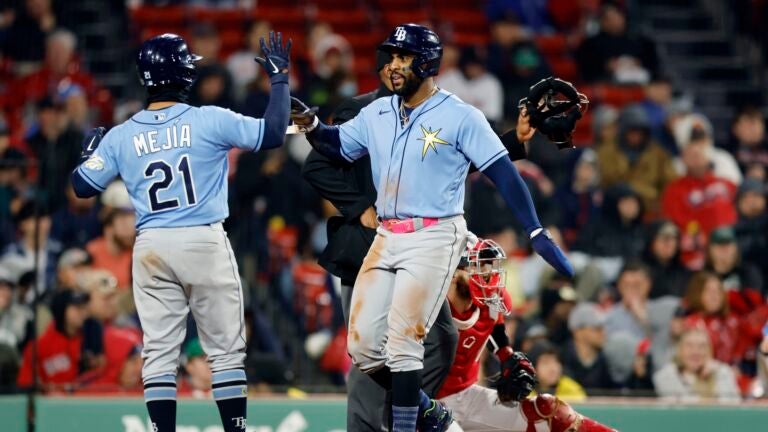 Rays score five in 7th, beat Boston 5-4 for four-game sweep