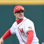 Maryland's Matt Shaw during an NCAA baseball game on Sunday, March 10, 2023, in College Park, Md.