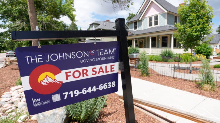 A for sale sign is used to illustrate a story on mortgage rates.