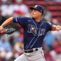 Tampa Bay Rays starting pitcher Shane McClanahan delivers during the fourth inning.