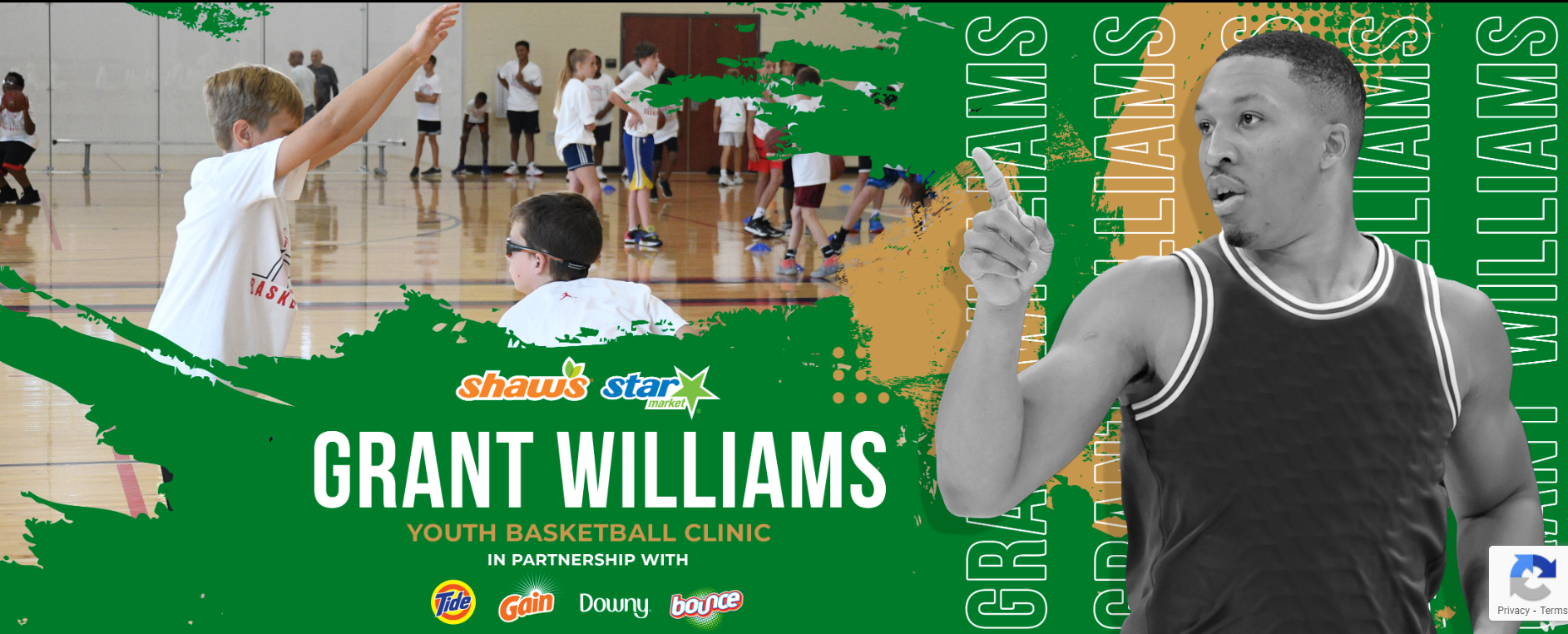 An advertisement for the Grant Williams youth basketball clinic in July, 2023.