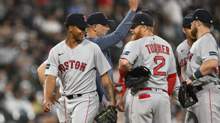 Brayan Bello of the Boston Red Sox reacts during the eighth inning of  News Photo - Getty Images