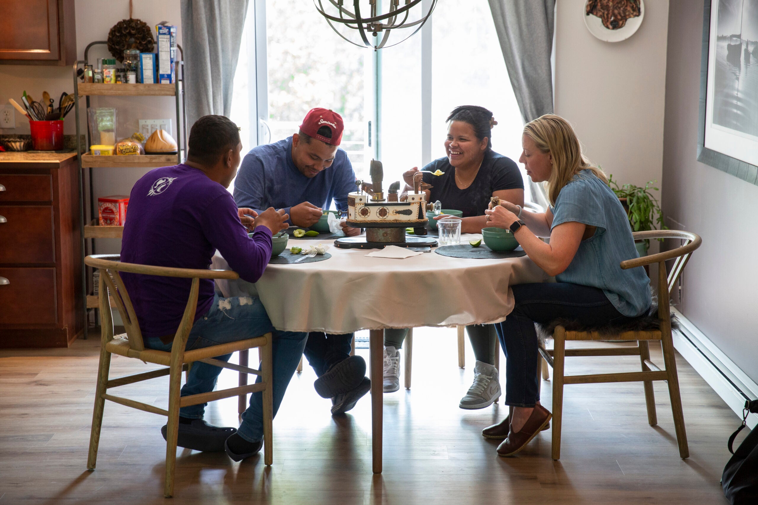 Venezuelan migrants at the home they are renting in Martha’s Vineyard, Mass.