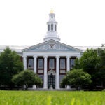 A view of the campus of Harvard Business School.