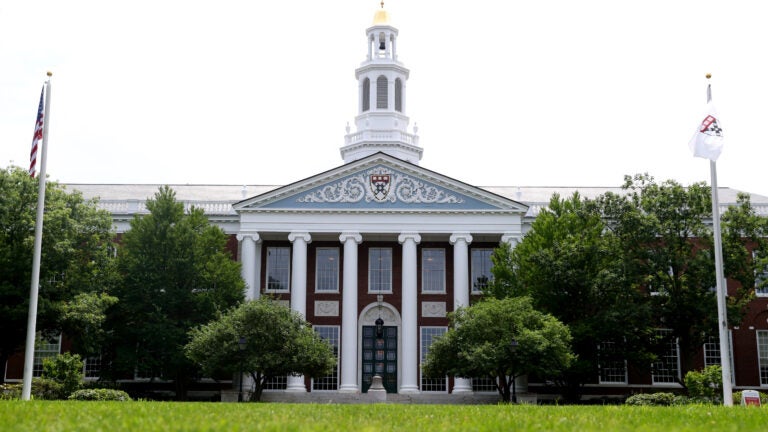 A view of the campus of Harvard Business School.
