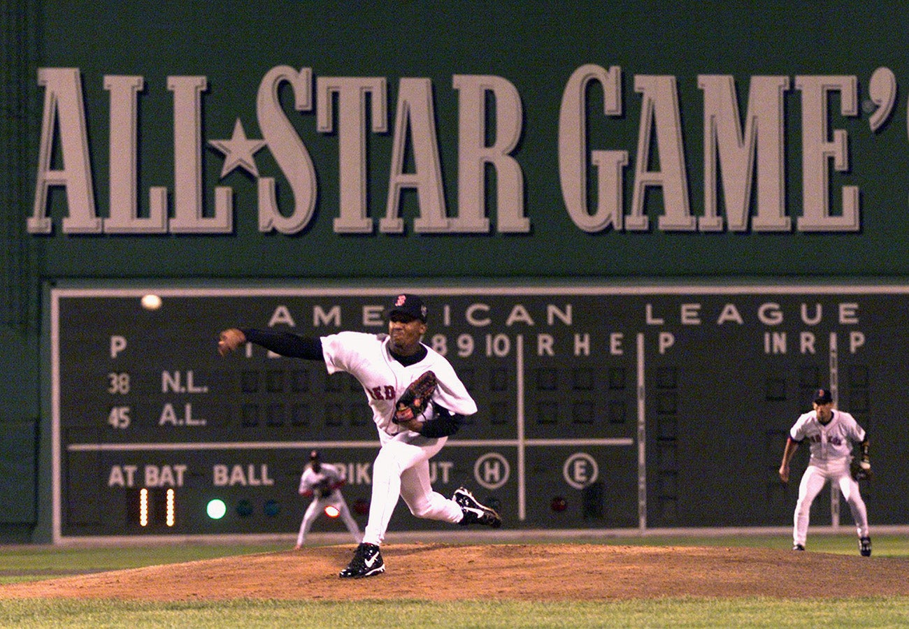 2008 MLB All-Star Game - Manny Ramirez heads to first base…