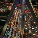 Traffic over the Zakim Bridge in Boston.