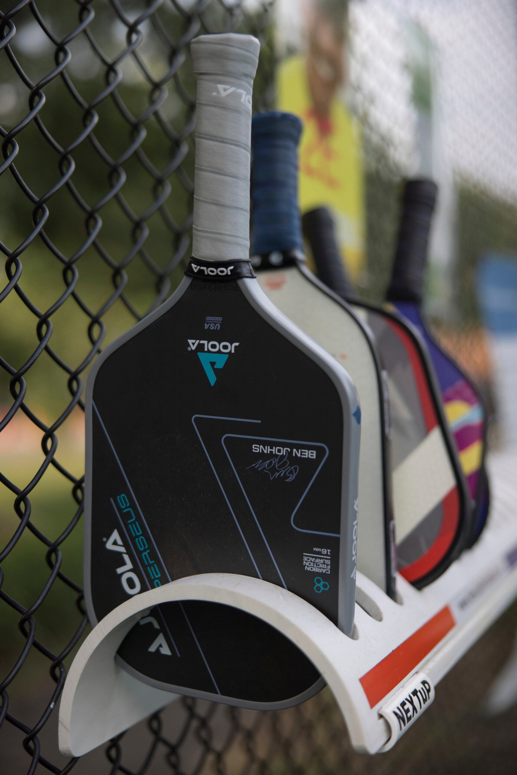 Pickleball paddles.