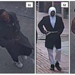 Multiple pictures of two suspects involved in a machete attack