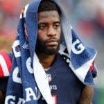 Patriots WR DeVante Parker is pictured leaving the field after the game. The New England Patriots hosted the Baltimore Ravens in a regular season NFL football game at Gillette Stadium.
