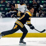 Boston Bruins goalie Tuukka Rask took part in a hockey scrimmage with members of the Boston Pride women’s team at Warrior Arena.
