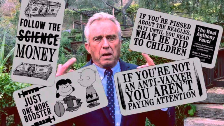 Robert F. Kennedy, Jr. talks about anti-vaccine stickers he’s urging supporters to use.