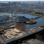 An aerial view of the Boston Harbor