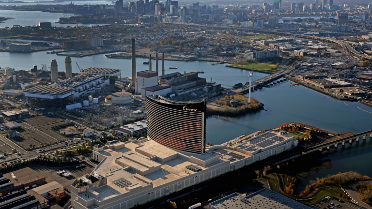 An aerial view of the Boston Harbor