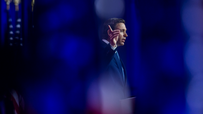 Gov. Ron DeSantis of Florida, a Republican presidential candidate, at a campaign stop in Washington, D.C.