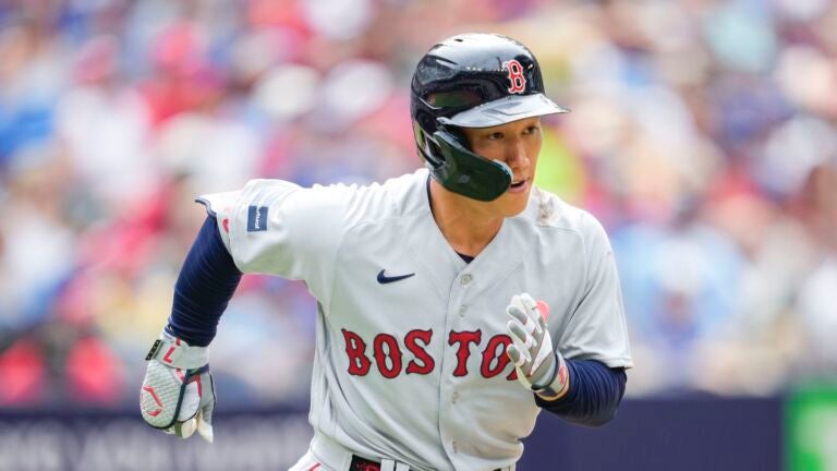 Masataka Yoshida of the Boston Red Sox prepares to bat in the third News  Photo - Getty Images