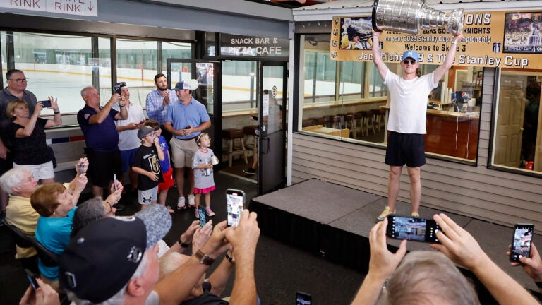 North Chelmsford native Jack Eichel gets hometown welcome at old skating  rink, Stanley Cup in tow