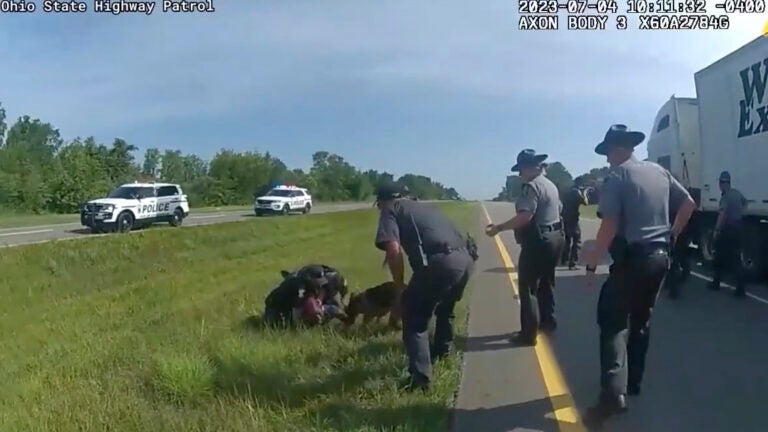 Body cam video shows a police dog attacking Jadarrius Rose, 23, of Memphis, Tennessee.