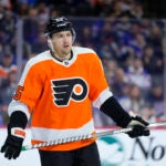 Philadelphia Flyers' James van Riemsdyk plays during an NHL hockey game, Wednesday, March 1, 2023, in Philadelphia.