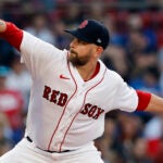 Boston Red Sox's James Paxton pitches during the first inning of a baseball game against the New York Mets, Saturday, July 22, 2023, in Boston.