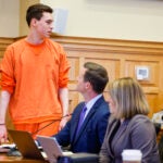 Willard Miller makes a statement to his family and the family of co-defendant Jeremy Goodale during his sentence hearing at the Jefferson County Courthouse in Fairfield, Iowa, on Thursday, July 6, 2023.