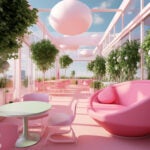 Outdoor space Barbie vibes pastel sunroof foliage Astro HD wallp