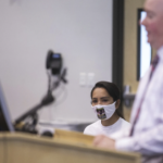 Alicia Navarro's mother during a press conference.