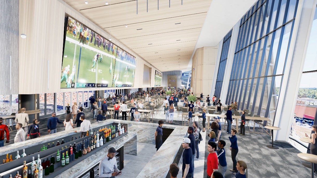 Gillette Stadium's new towering north end zone lighthouse shines above  major new entrance, gigantic video board and enhanced F&B options