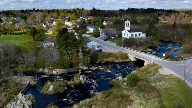 The Pleasant River flows through Columbia Falls, Maine.