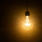 light bulb on dark background, concept of creativity.