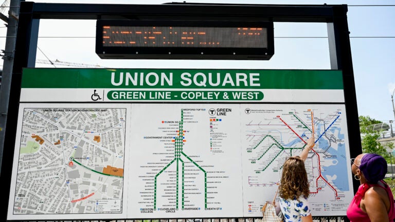MBTA map at Union Square.