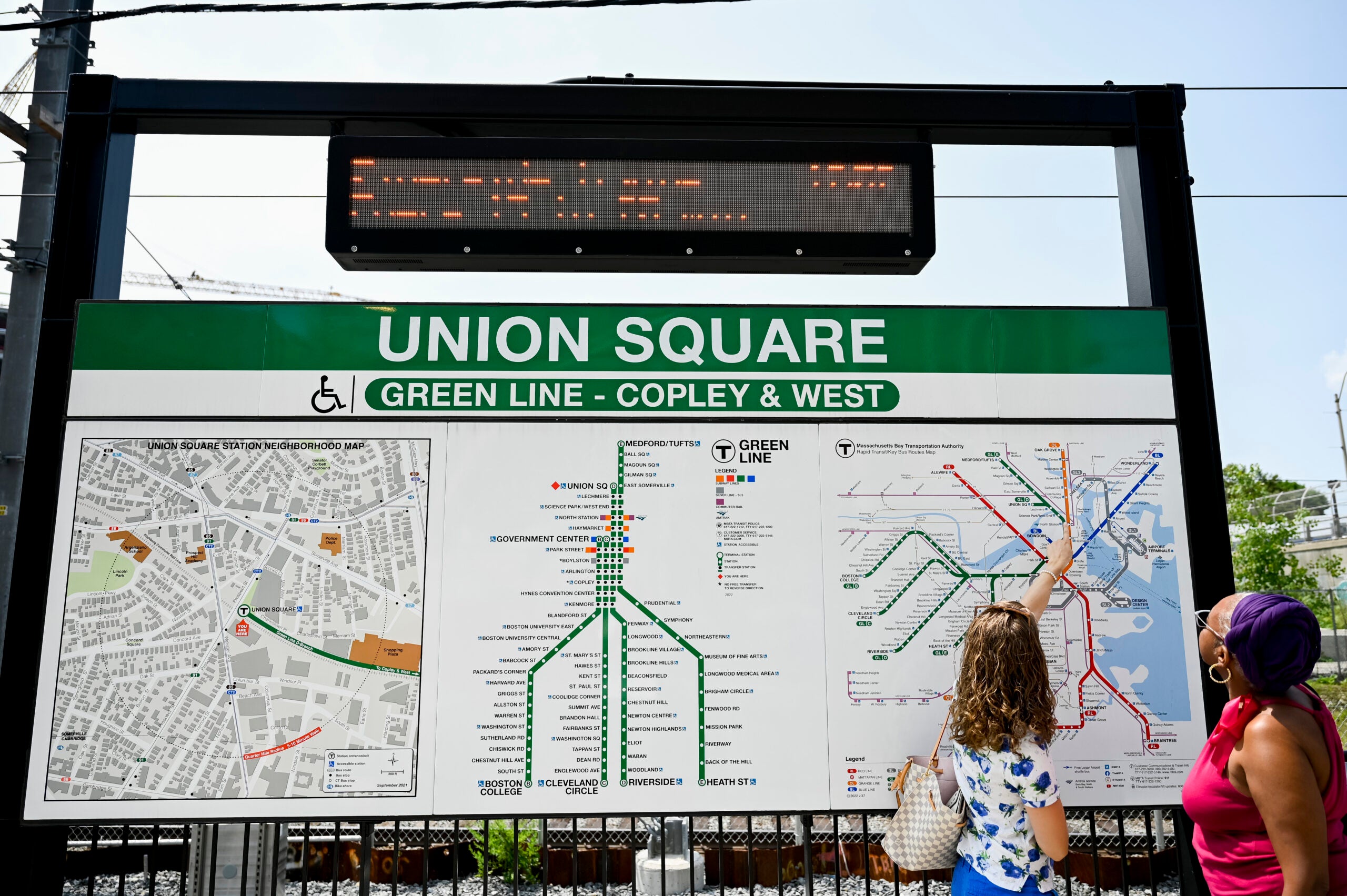 MBTA map at Union Square.