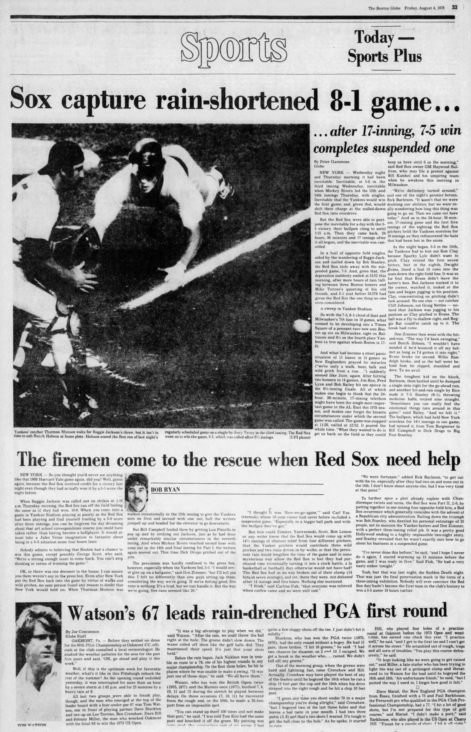 Red Sox 1978 17 innings Boston Globe