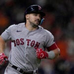 Boston Red Sox's Adam Duvall runs the bases in Houston.