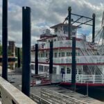 The Harriott II riverboat sits docked in Montgomery, Ala.