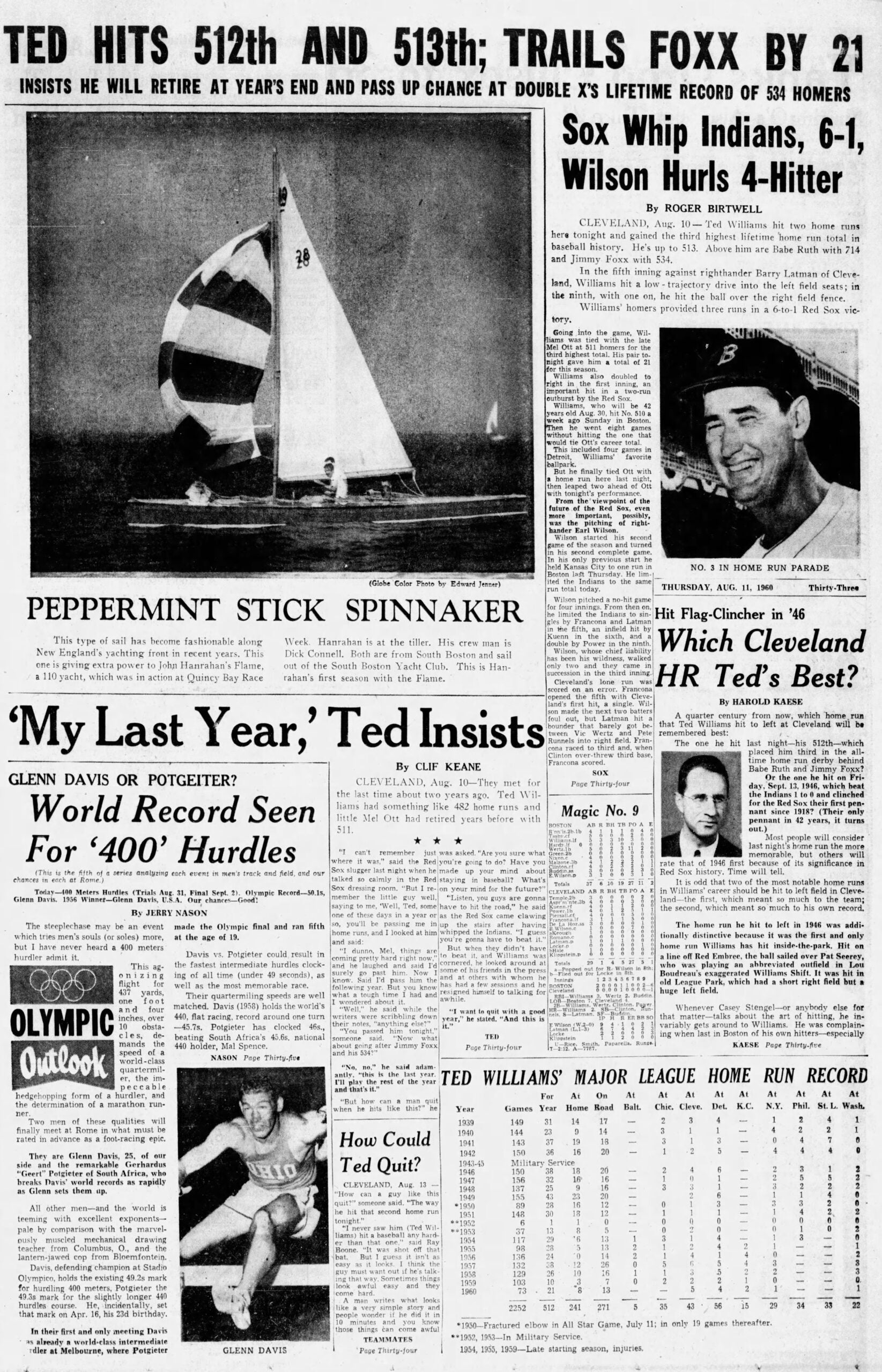Ted Williams 1960 retirement announcement