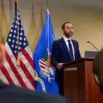 Special counsel Jack Smith speaks at a podium.