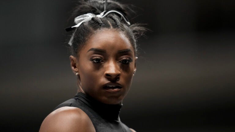 Simone Biles warms up before the U.S. Gymnastics Championships.