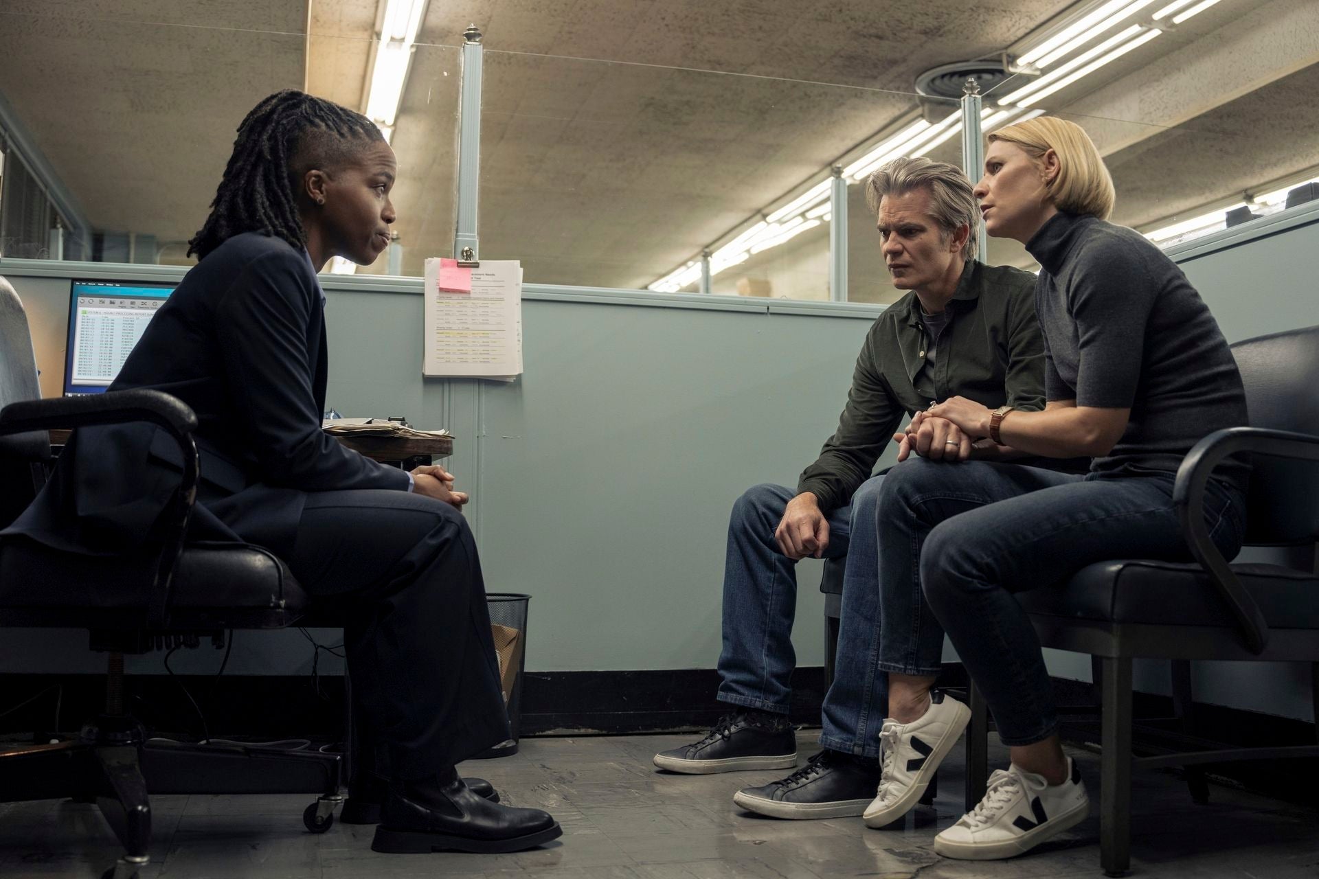 From left: Lisa Janae, Timothy Olyphant, and Claire Danes in "Full Circle."
