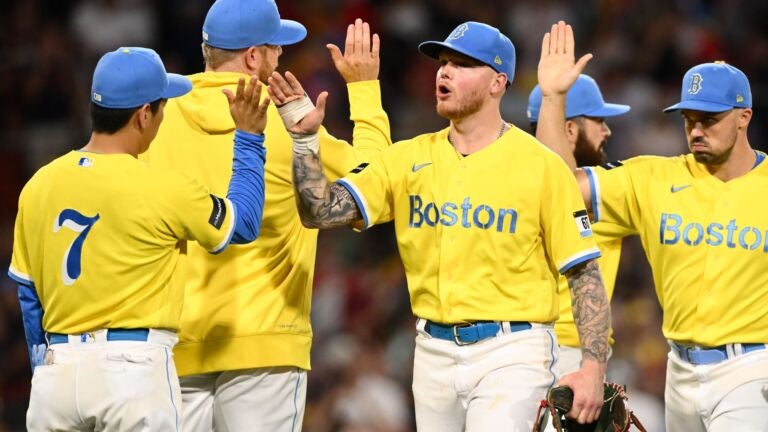 First look at the authentic Justin Turner jerseys in the Red Sox