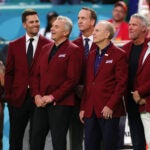 Dan Marino, Tom Brady, Joe Montana, Peyton Manning, Roger Staubach, Brett Favre and John Elway of the NLF 100 All-Time Team are honored on the field prior to Super Bowl LIV between the San Francisco 49ers and the Kansas City Chiefs at Hard Rock Stadium on February 02, 2020 in Miami, Florida.