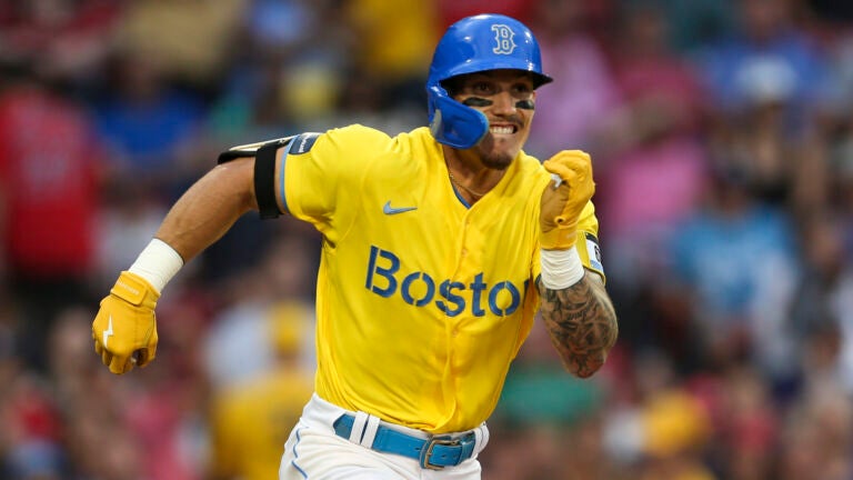 The Red Sox will be wearing yellow and blue uniforms on Patriots' Day  weekend