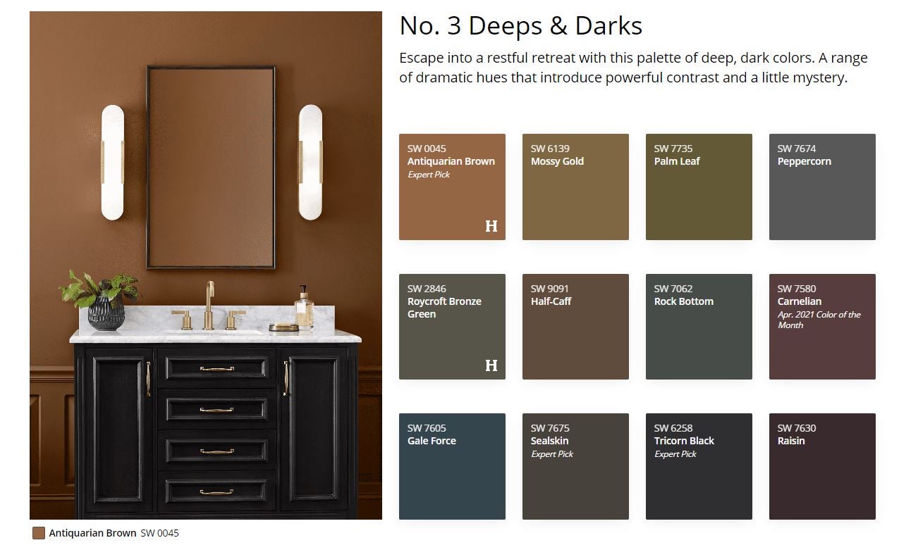 Dark Brown Solid Color Pairs w/ Sherwin Williams 2019 / 2020