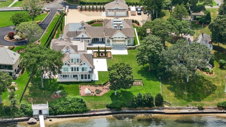 Overview of Wareham home on waterfront property.
