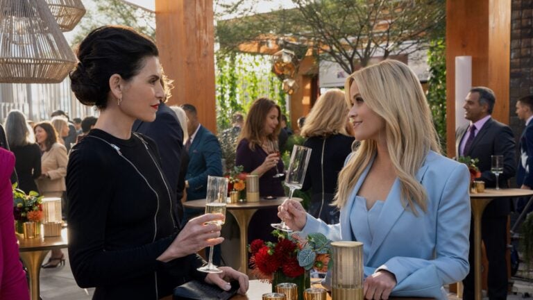 Julianna Margulies (left) and Reese Witherspoon in "The Morning Show."
