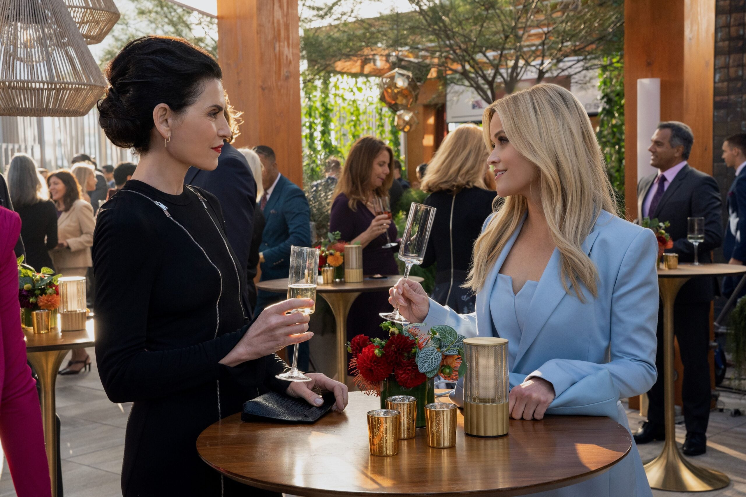 Julianna Margulies (left) and Reese Witherspoon in "The Morning Show."